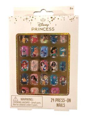 Disney Princess 24pc Press-On Nails Princesses Cinderella Belle Snow White Ariel